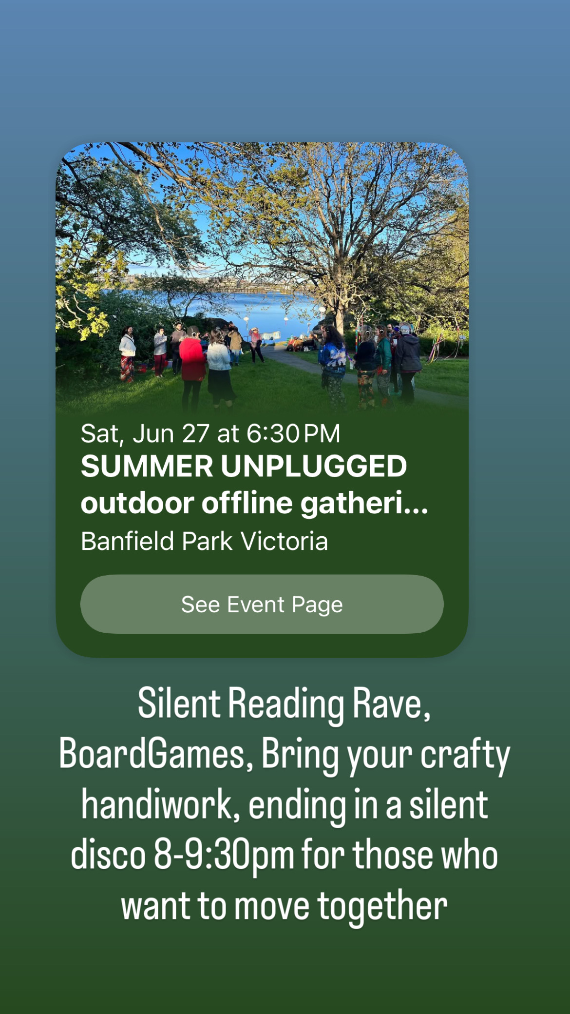 SUMMER UNPLUGGED Outdoor Offline Gathering ending w a silent disco dance party